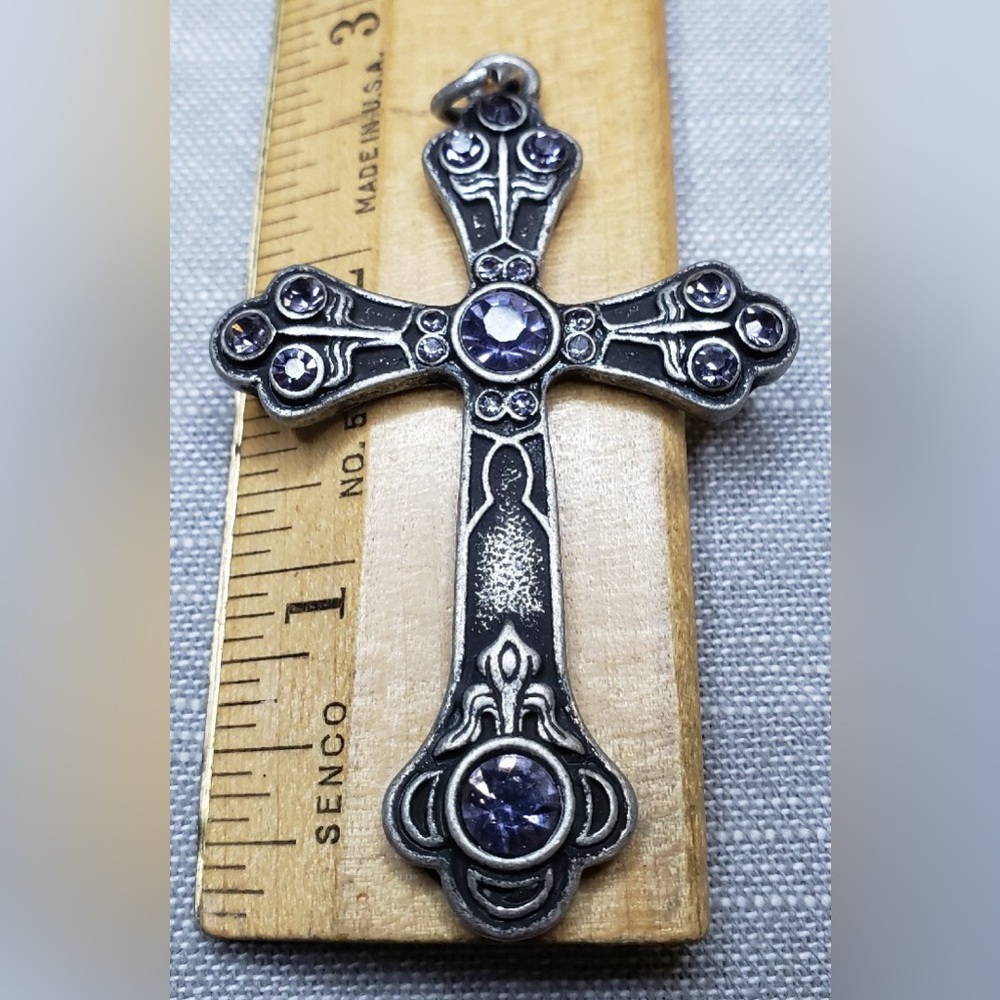 Purple Crystal Celtic Gothic Cross Pendant